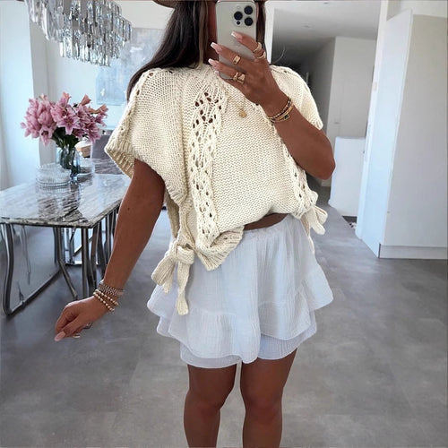 Knit sweater for women with modern cable details Lune London