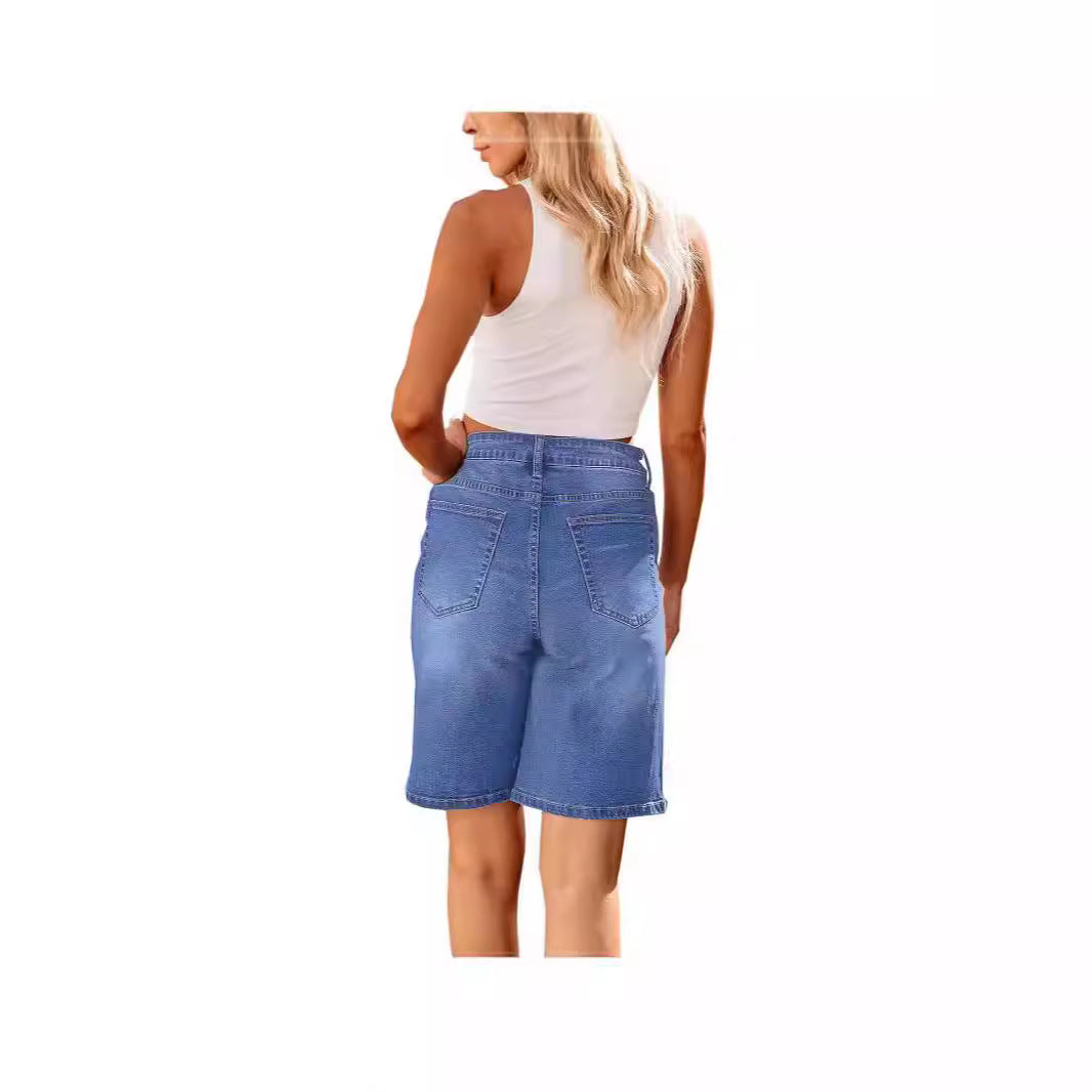 Women's denim shorts with casual cut and casual details Lune London