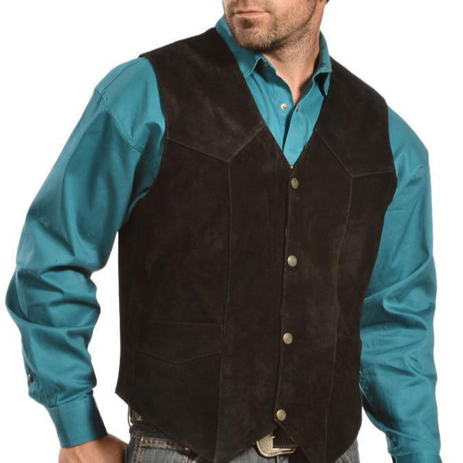 Lune London | Men's suede vest with side pockets and snap button closure