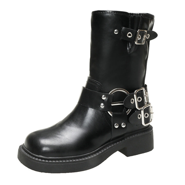 Ladies' boots with fashionable buckles and non-slip sole Lune London