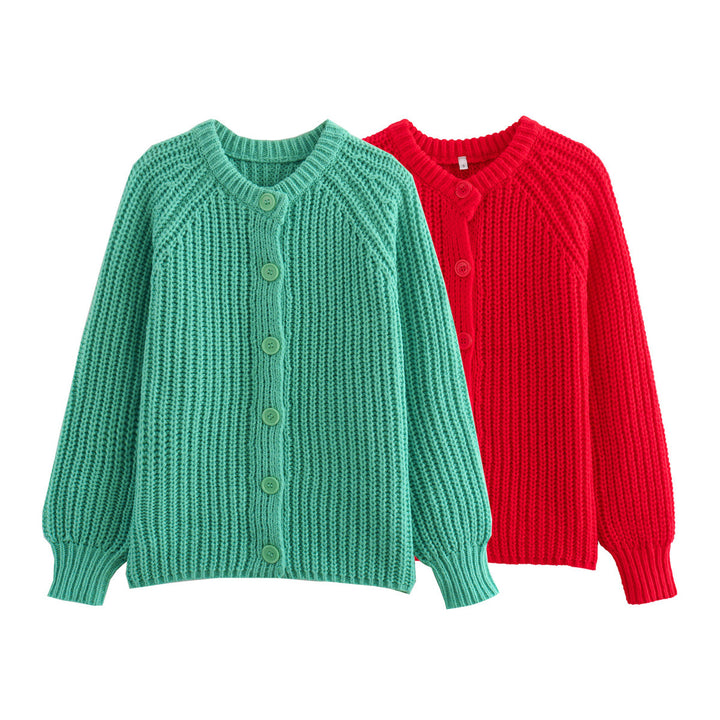 Elegant women's cardigan with decorative buttons and modern ribbed design Lune London