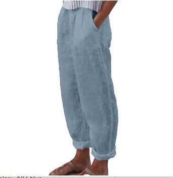 Casual linen pants for women with elastic waistband and practical side pockets Lune London