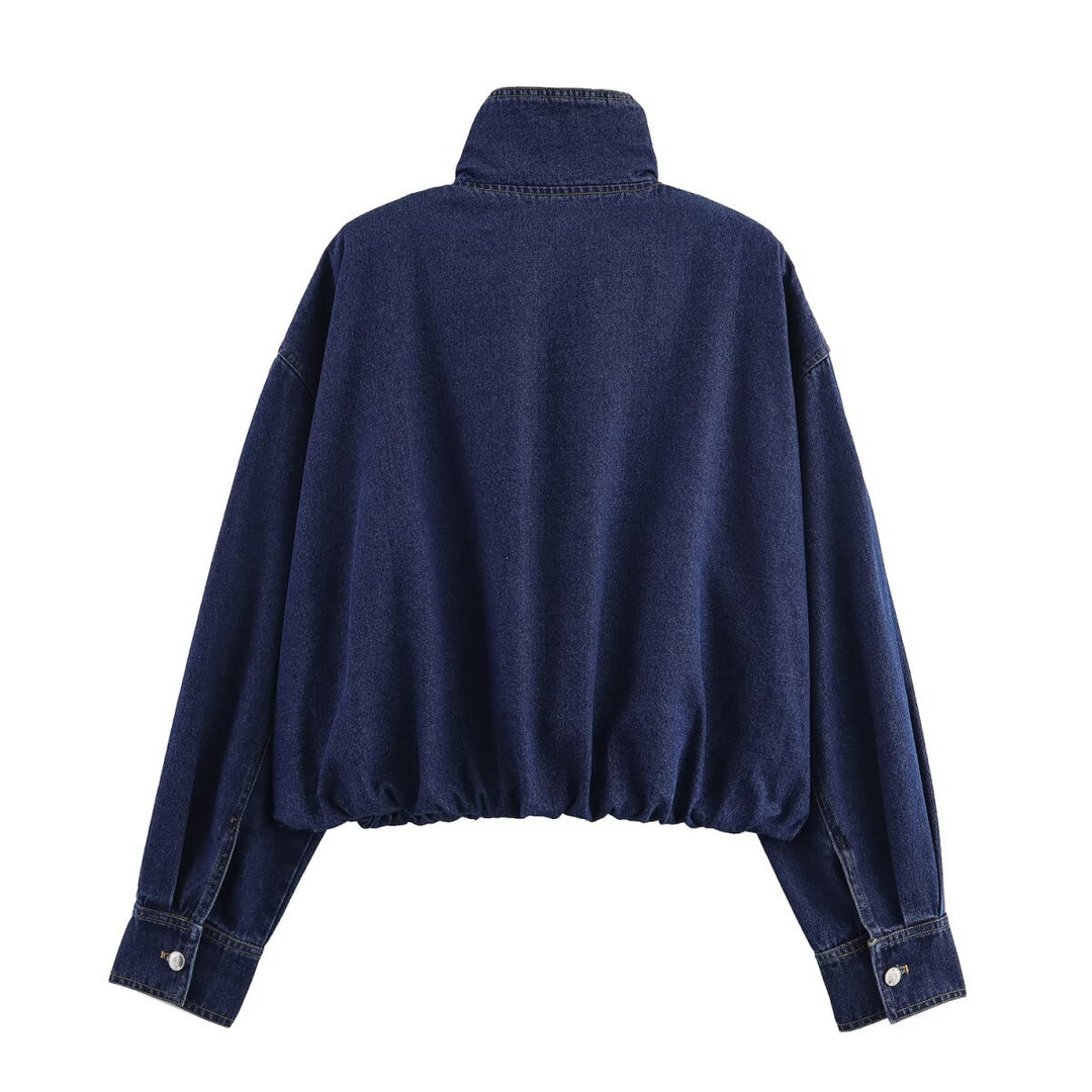 Casual denim jacket for women with high collar and oversized fit Chic und Stil