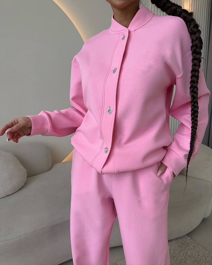 Ladies Elegant and Comfortable Leisure Set with Trendy Button Closure Lune London