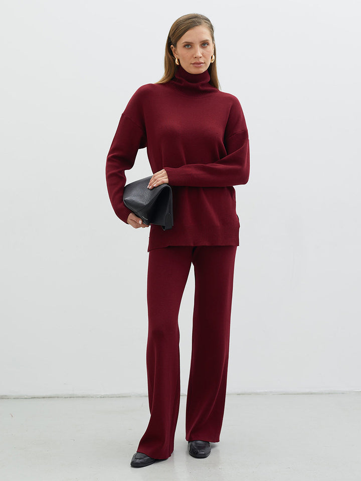 Modular knitted set for women with high collar and loose fit Lune London