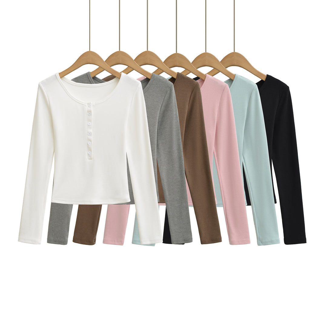 Long sleeve top for women with button neckline and relaxed fit Lune London