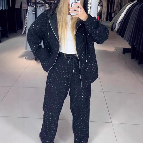 Chic Polka Dot Track Suit for Women