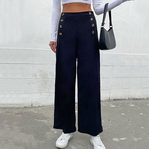Lune London fitted wide-leg pants for women with button details