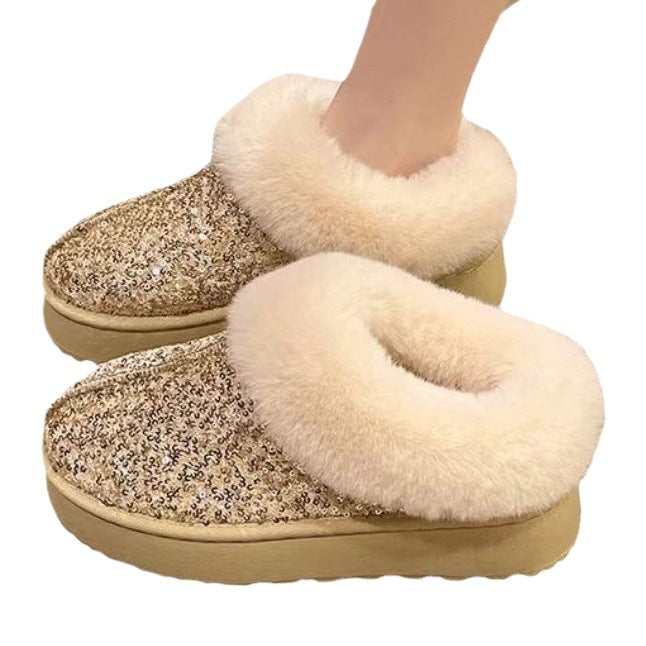 Ladies Plush Sparkly Slippers Lune London
