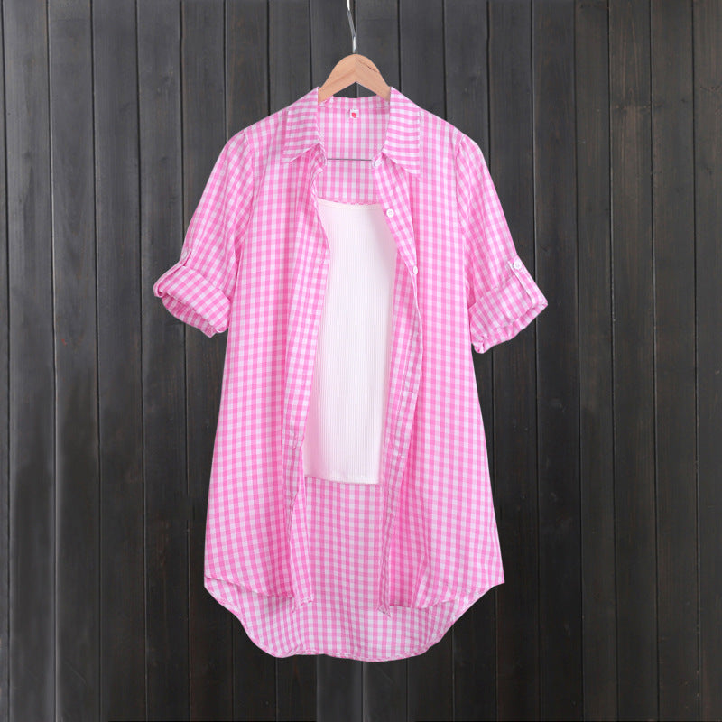 Lune London women's casual checkered shirt dress