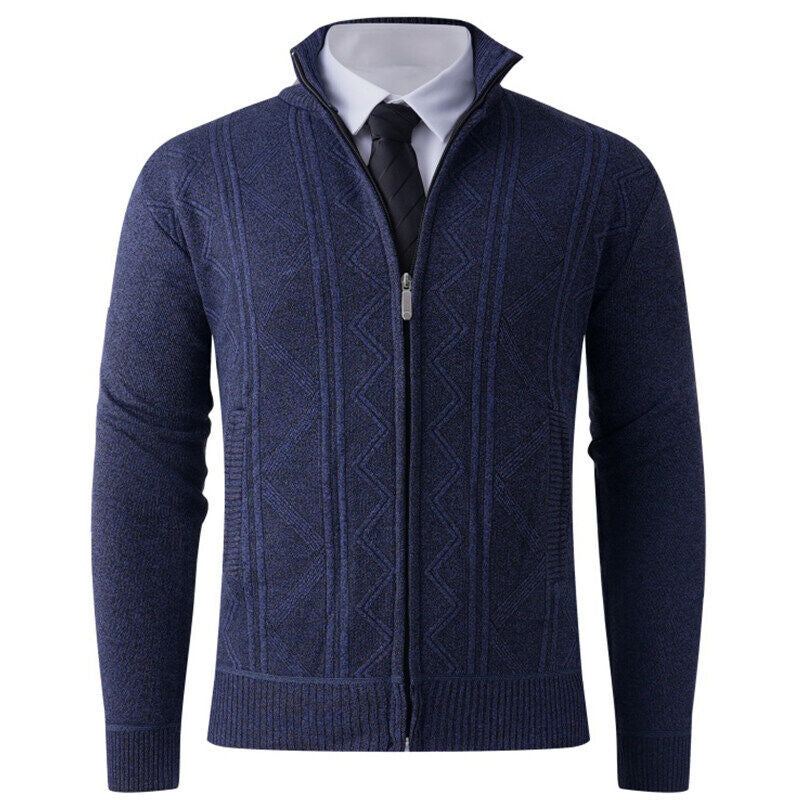 Men's knit jacket with modern zipper and elegant patterns Lune London