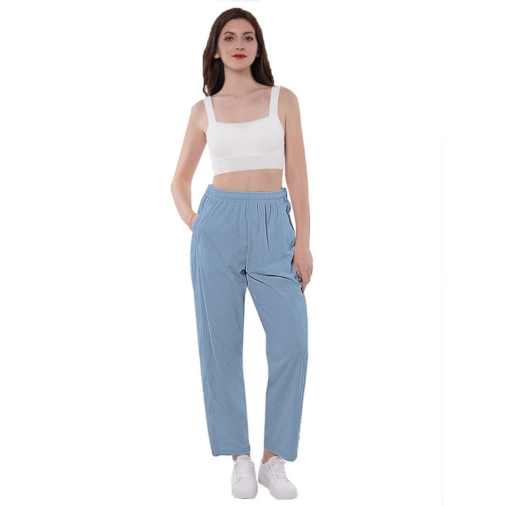 Lune London Casual Palazzo Pants for Women with Side Slits and Elastic Waist