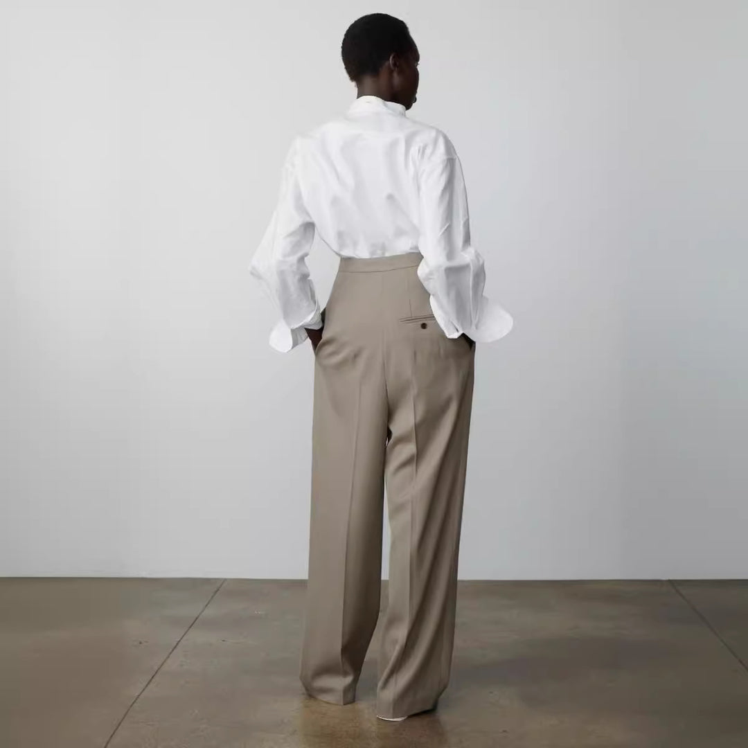 Pantalon élégant taille haute pour femmes avec plis classiques Chic & Stil