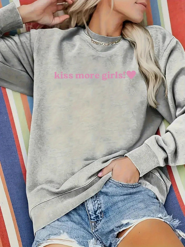 Sweatshirt pour femmes avec lettrage inspirant et coupe décontractée Chic & Stil