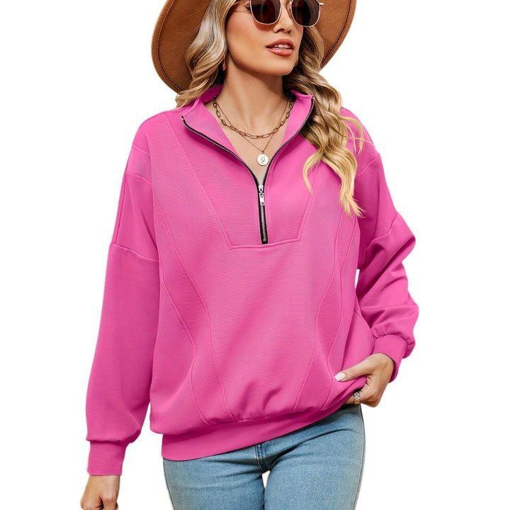 Women’s sweatshirt with half-zip and decorative seams Lune London