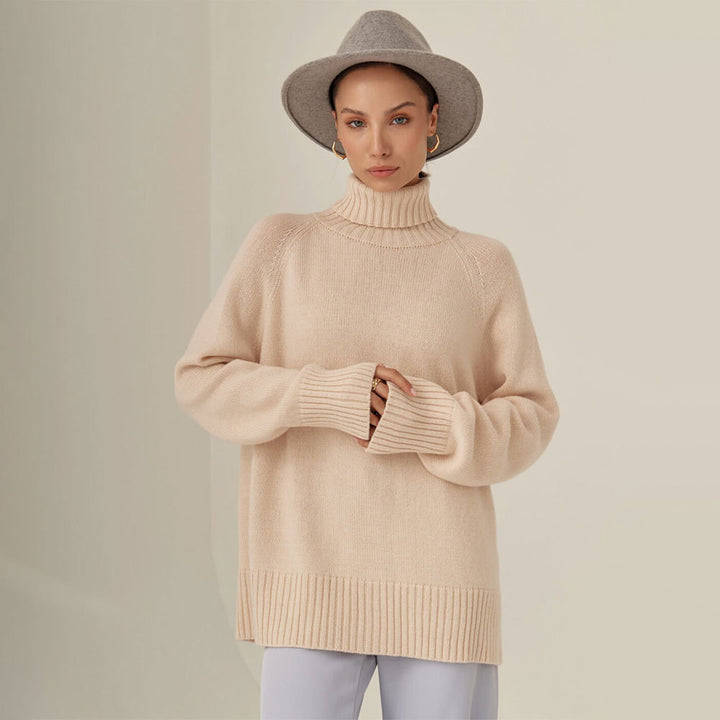 Pull en tricot pour dames avec col montant et coupe décontractée Chic & Stil