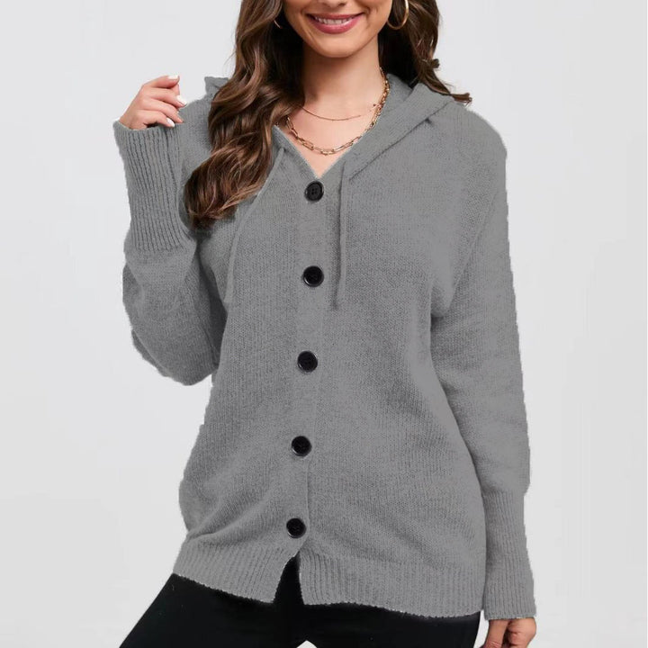 Lady hoodie cardigan with practical button details Lune London
