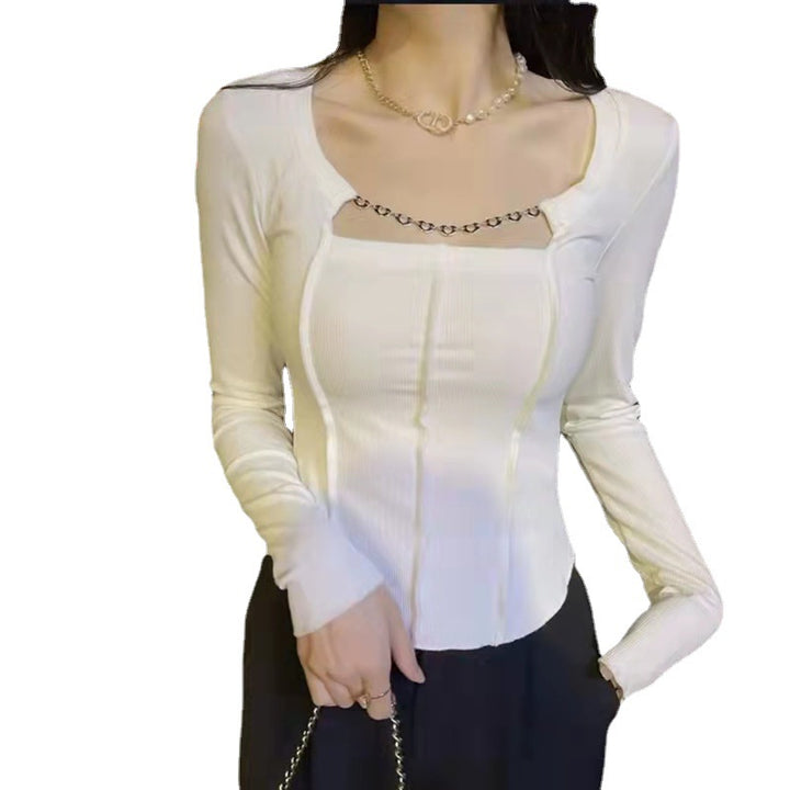 Women's long-sleeve top with sophisticated V-neckline and fine ribbed texture Chic & Stil