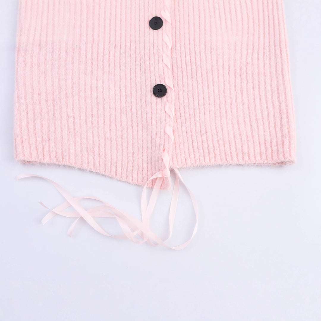Knitted jacket for women with artistic collar and ribbed structure Lune London