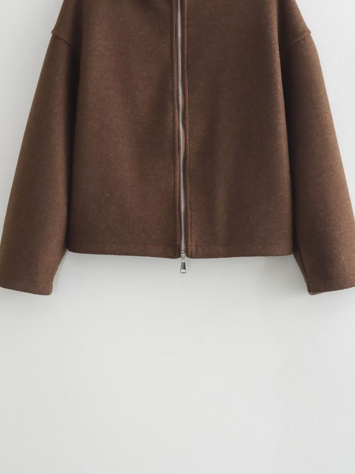 Contemporary transition jacket for women with high-quality high collar and full zip Lune London