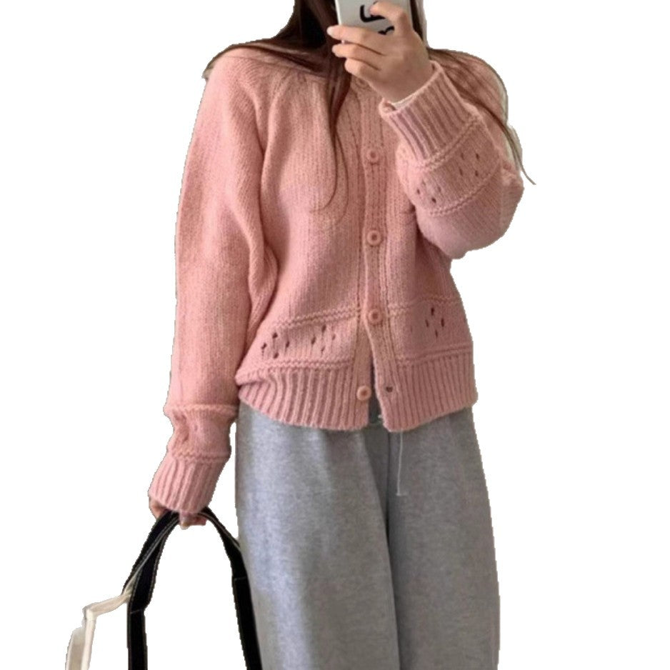 Women cardigan with a fine hole pattern and button closure Lune London