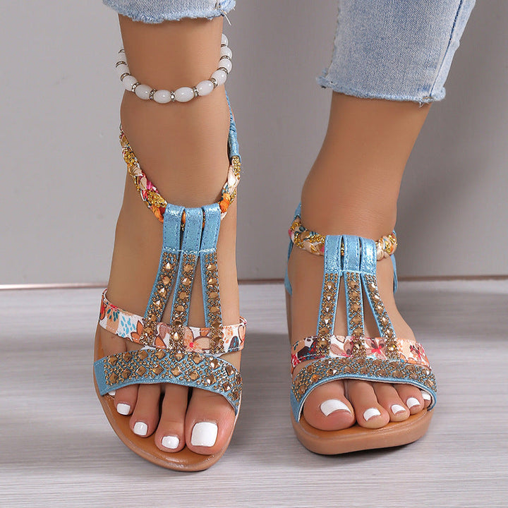 Lune London | Sandals with Open Toe and Rhinestones