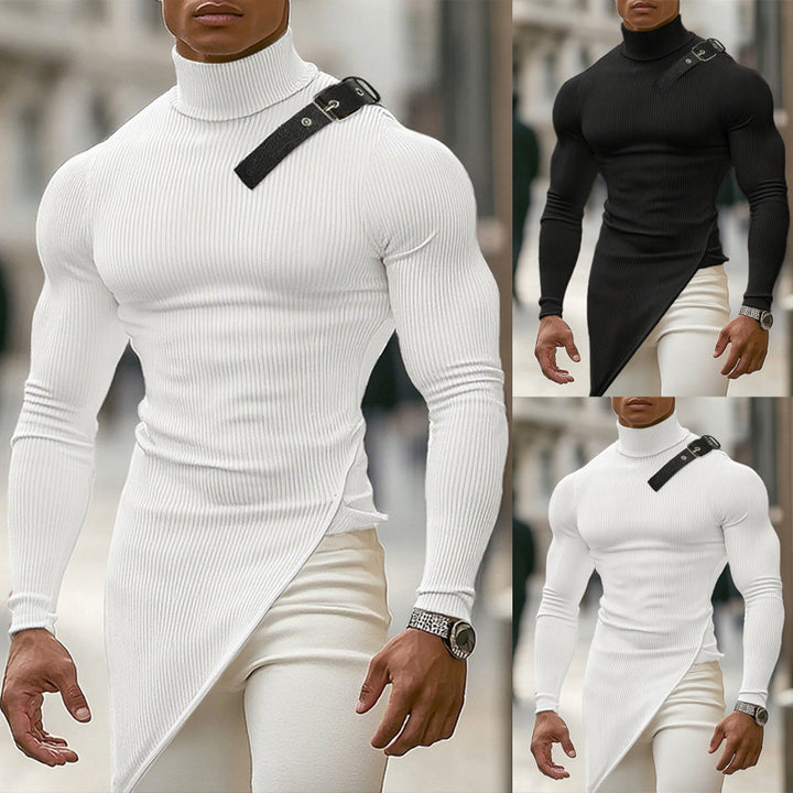 Ladies asymmetrical Longsleeve with high collar and modern Lune London band