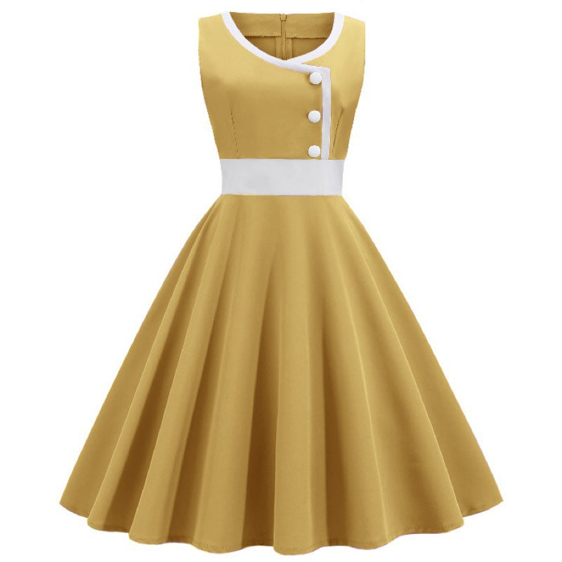 Robe swing femme avec une coupe A-line de haute qualité et des détails de boutons élégants Chic & Stil