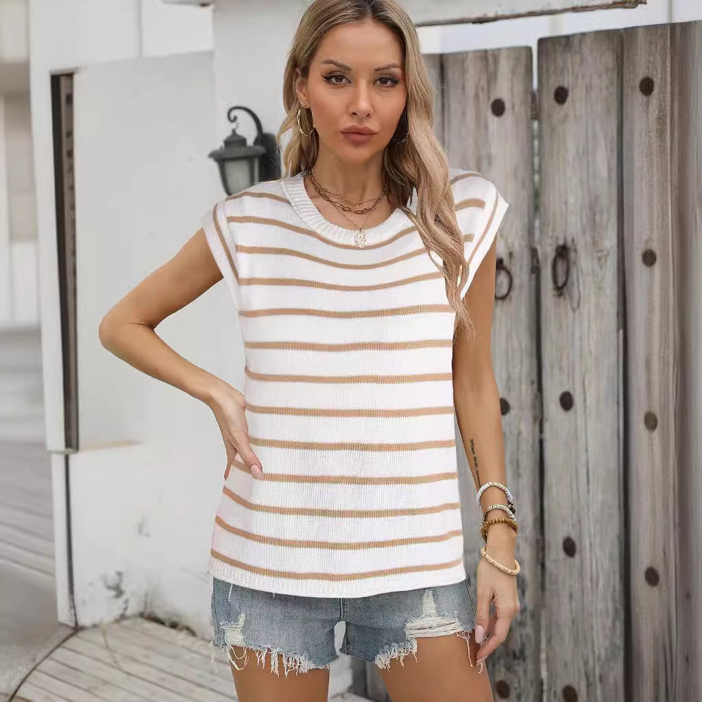 Top en tricot pour femmes avec un motif rayé moderne et une coupe décontractée Chic & Stil
