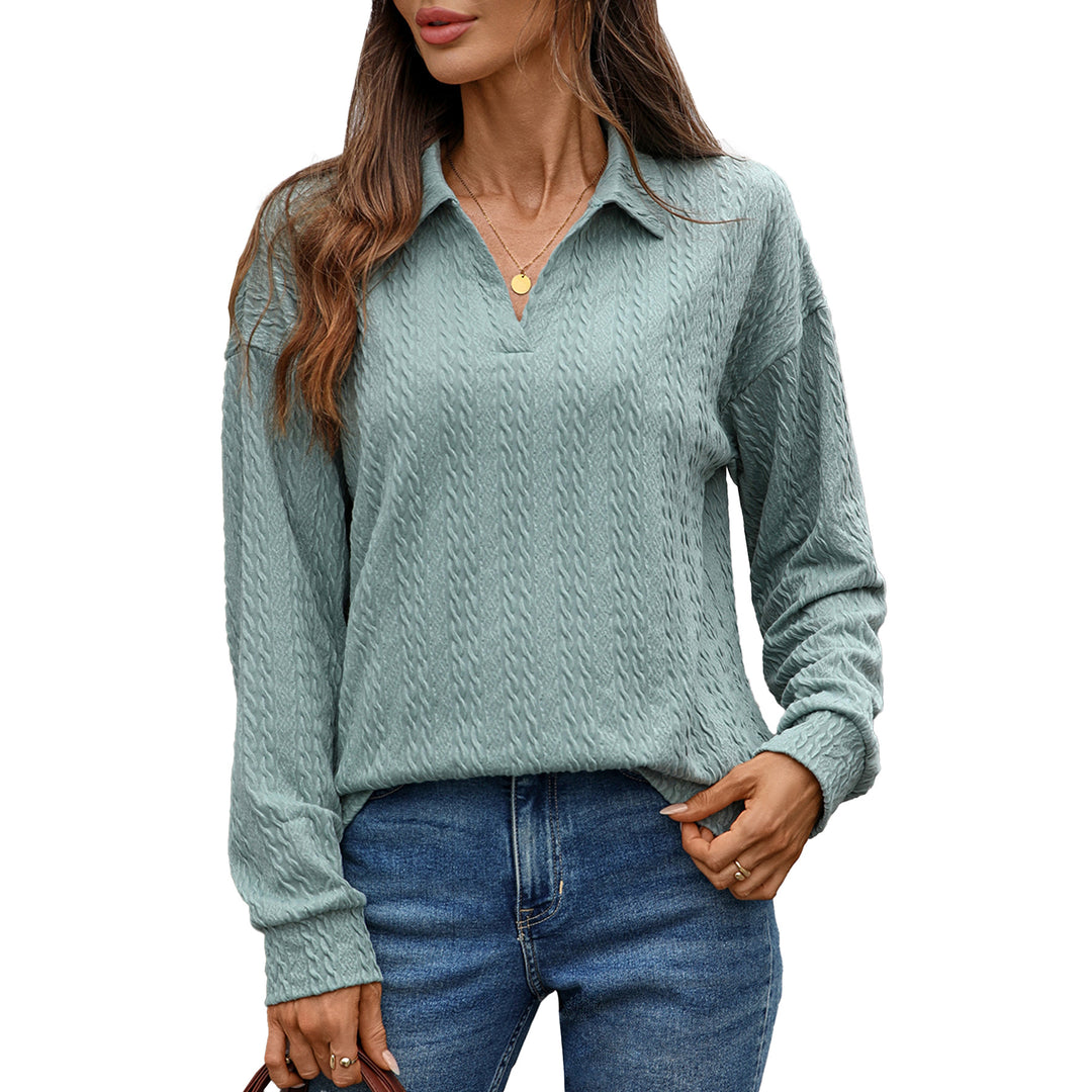 Long sleeve polo shirt for women with structured knitted surface Lune London