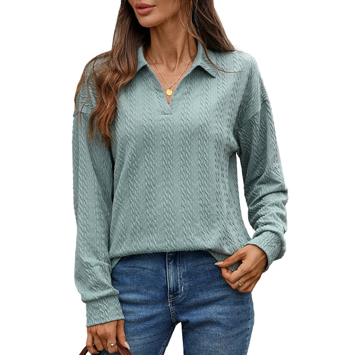 Long sleeve polo shirt for women with structured knitted surface Lune London