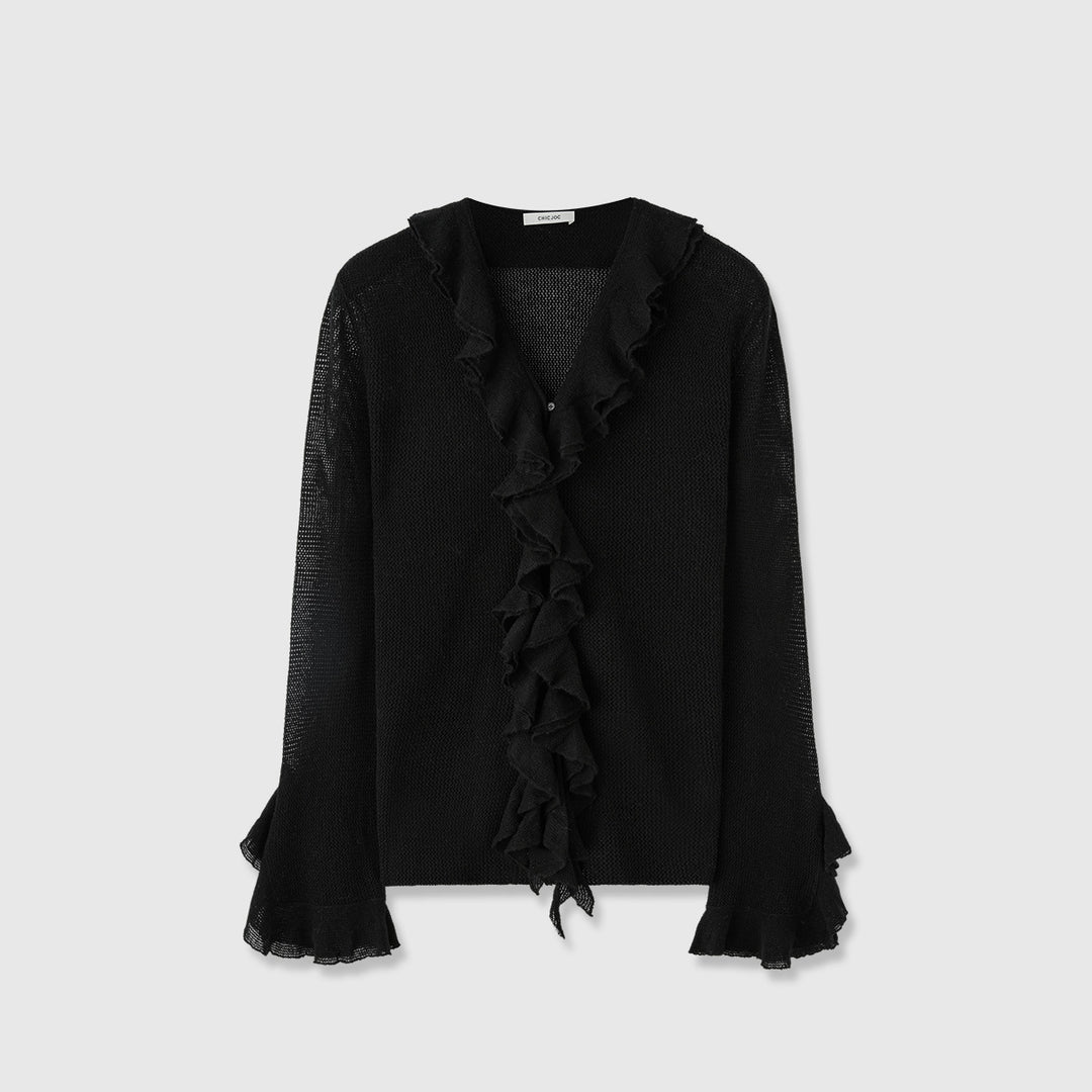 Pull tricoté pour femmes avec décoration en volants Chic & Stil