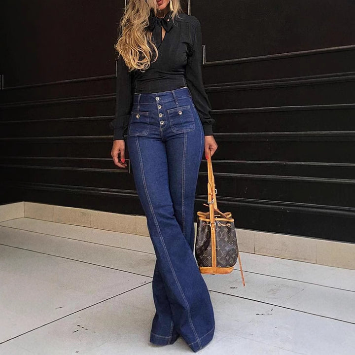 Ladies High-Waist Flared Pants Lune London