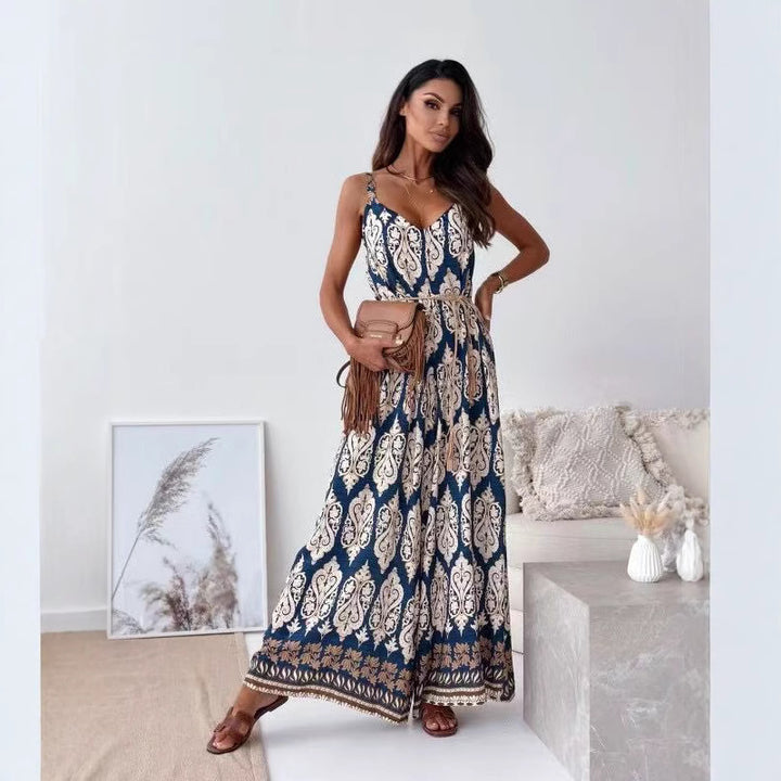 Ladies Bohemian Wide Leg Jumpsuit Lune London