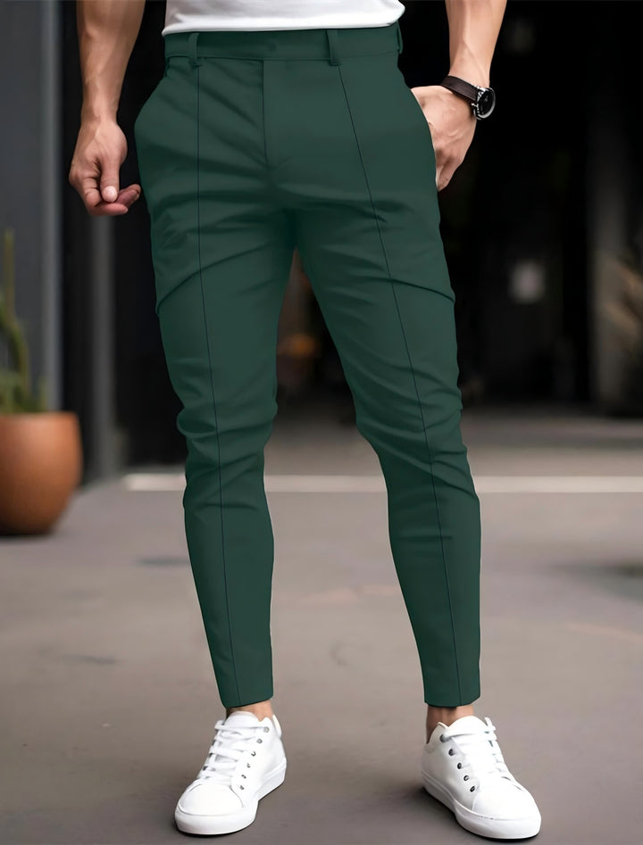 Pantalon chino slim-fit à la mode pour hommes avec taille élastique et poches polyvalentes Lune London