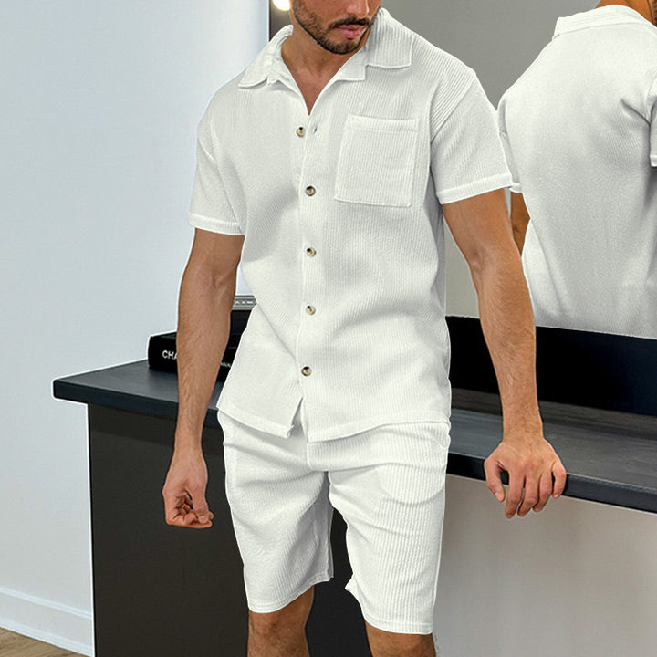 Men's Short Set with Stylish Sleeve and Chic Textured Design