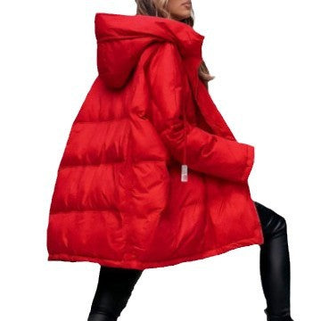 Women's Quilted Oversized Jacket with Hood and Functional Pockets Lune London
