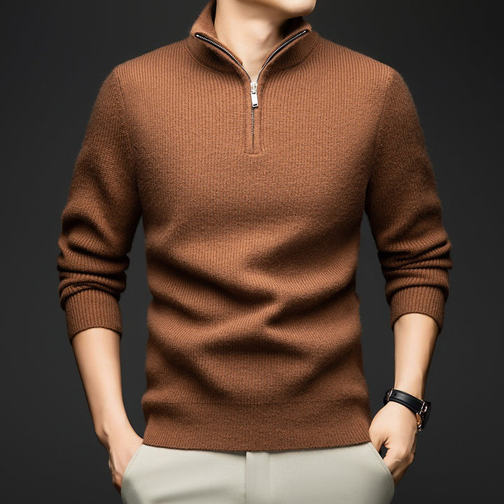 Pull-over zippé élégant pour hommes en laine douce Lune London