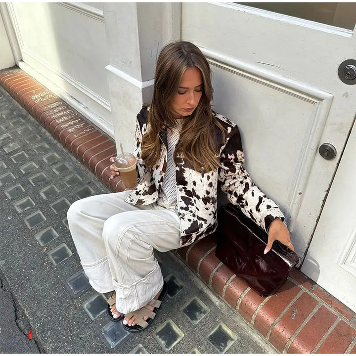 Sheepskin jacket for women with catchy design Lune London