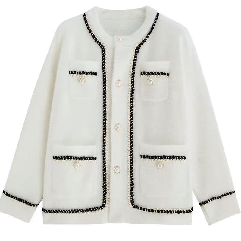 Cardigan Élégant pour Femmes avec Détails Contrastes et Poches Chic & Stil