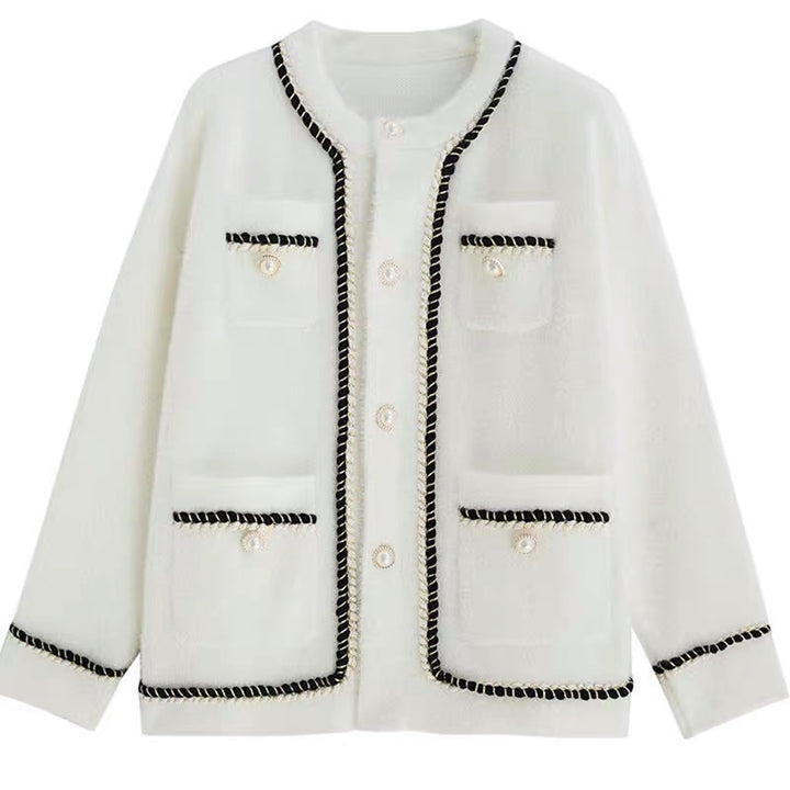 Cardigan Élégant pour Femmes avec Détails Contrastes et Poches Chic & Stil