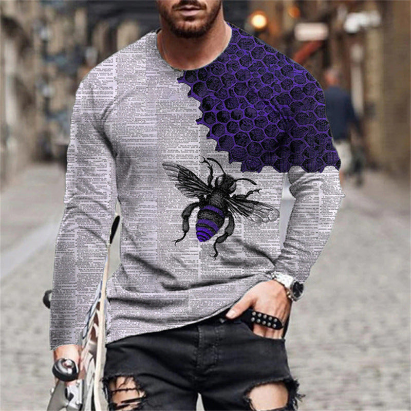 Men's long sleeve shirt with creative bee and honeycomb pattern Lune London