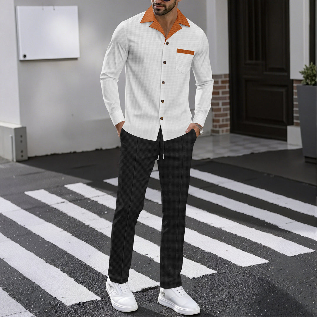 Luxury shirt for men with structured design featuring a contrast collar and practical chest pocket Lune London