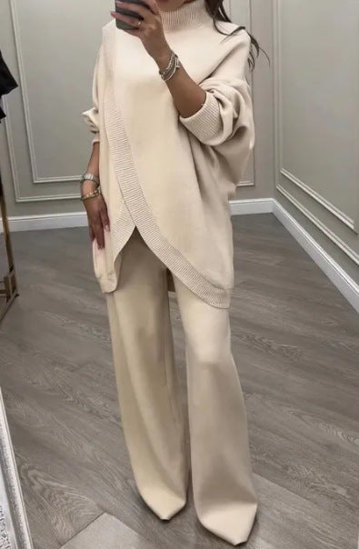 Ensemble en maille confortable pour femmes avec pull oversized et pantalon à jambes larges Chic & Stil