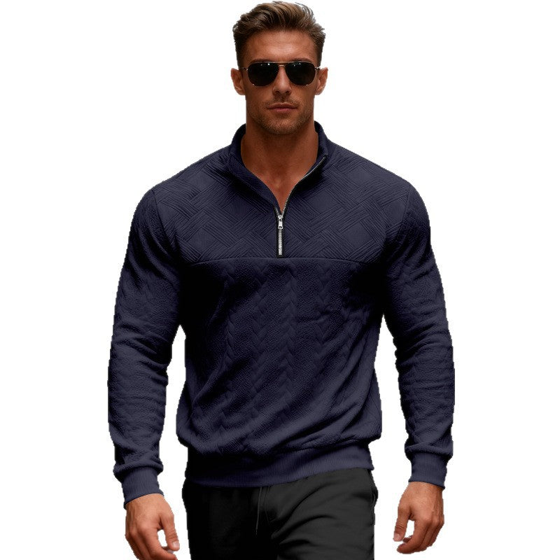 Sporty sweater for men with high collar and modern zipper Lune London