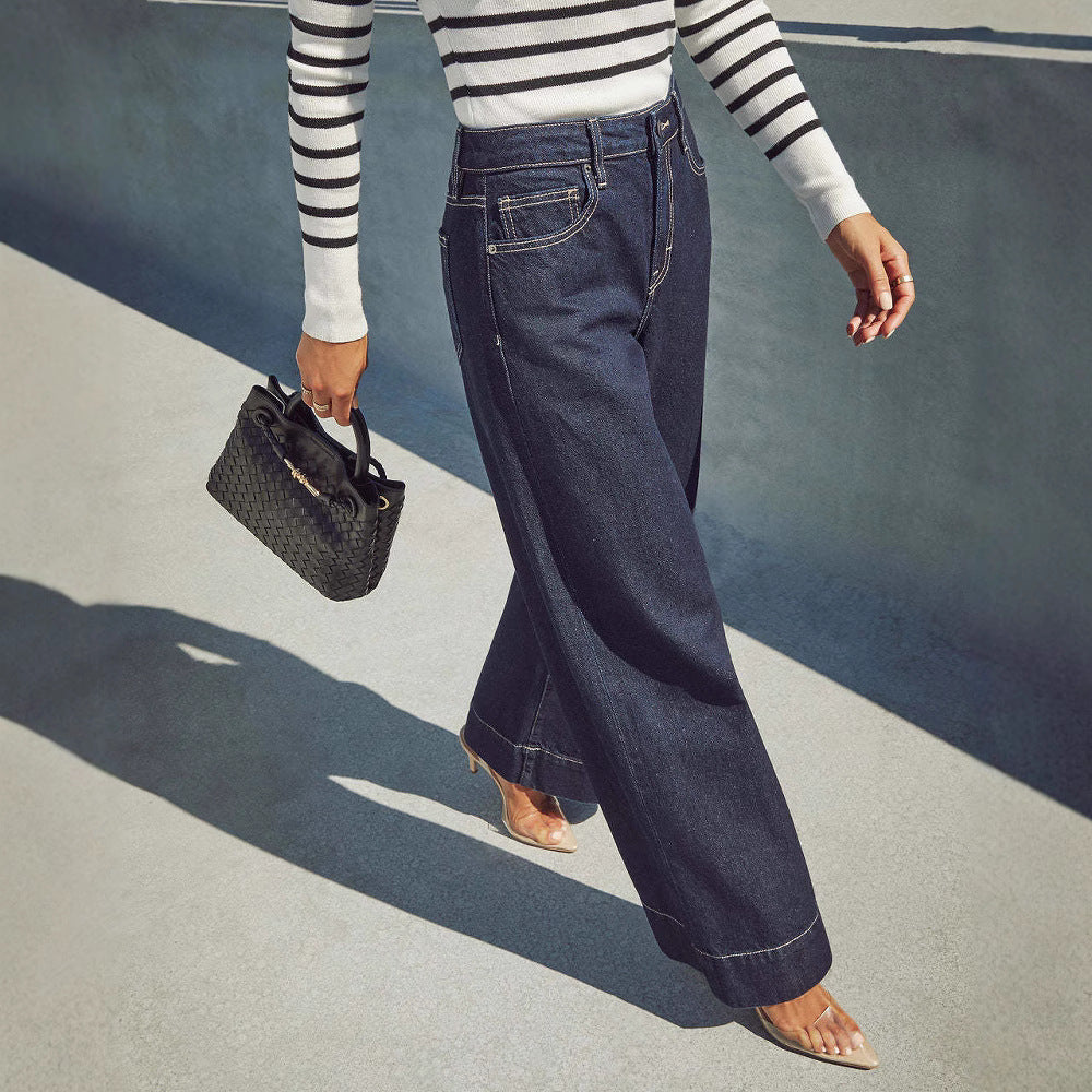 Lune London | Women's wide-cut jeans with high waist and elegant seam