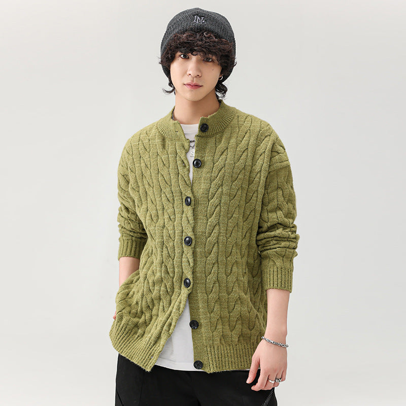Chunky knit cardigan for men with practical buttons Lune London
