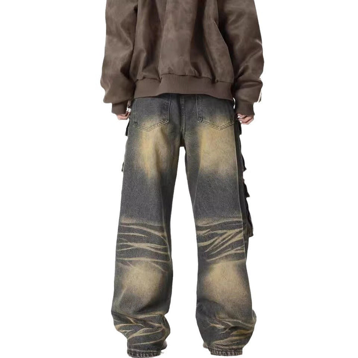 Women's Cargo Jeans with Wide Legs and Practical Side Pockets Lune London