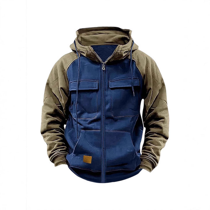 Sporty hooded jacket for men with practical chest pockets and warm fleece material Lune London