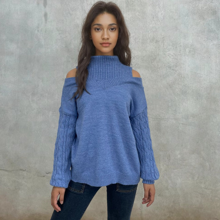 Long sleeve sweater for women with a trendy oversized off-shoulder design Lune Londonl
